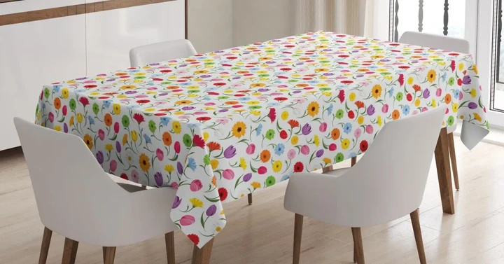 Posy Of Spring Flowers Design Printed Tablecloth Home Decor