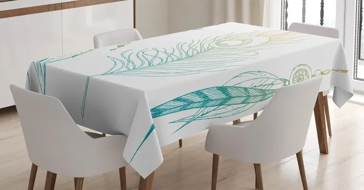Feather Peacock Vintage Design Printed Tablecloth Home Decor