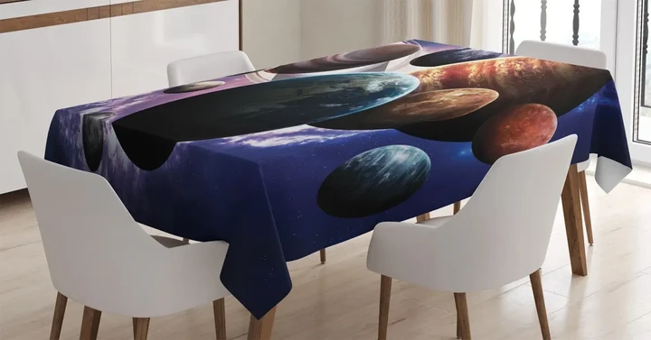 Milky Way Planets Space Design Printed Tablecloth Home Decor
