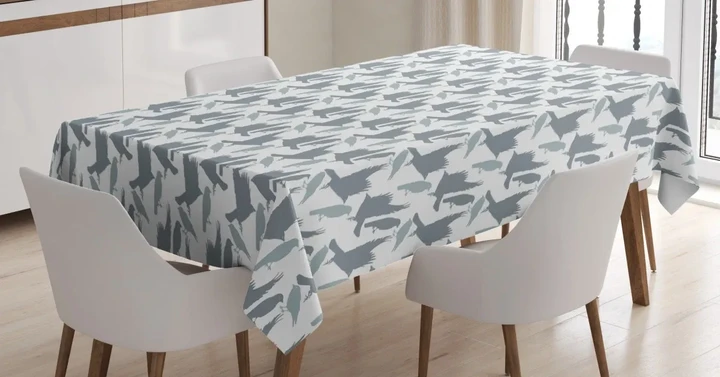 Abstract Bird Silhouettes Design Printed Tablecloth Home Decor