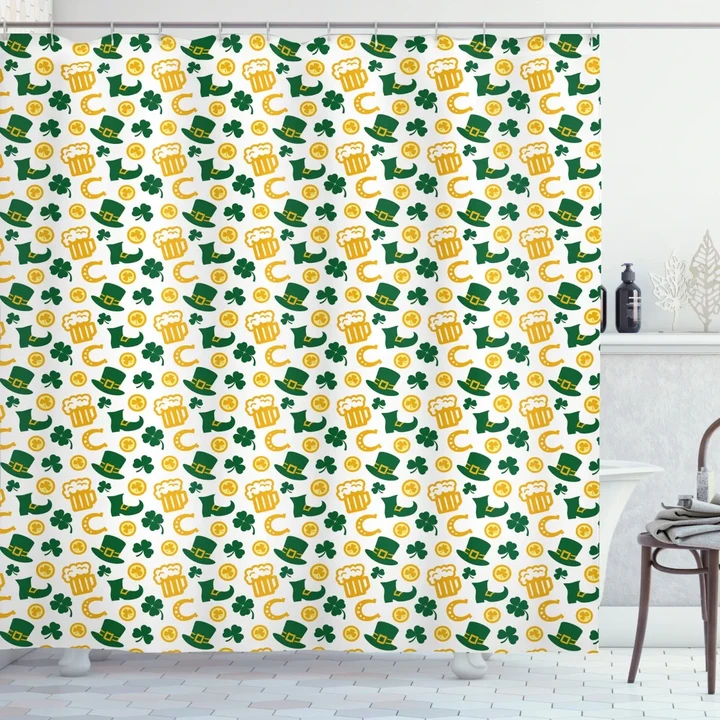 Happy St. Patrick's Day Pattern Printed Shower Curtain Bathroom Decor