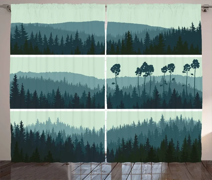 Hills of Coniferous Firs Printed Window Curtains Door Curtains Home Decor