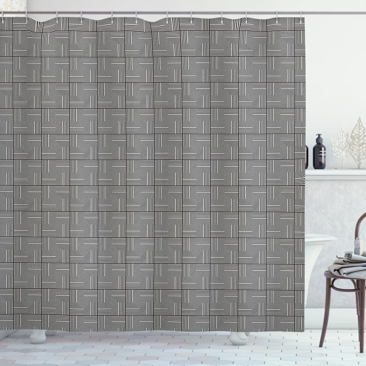 Art Forming Square Frames Gray Pattern Printed Shower Curtain Home Decor