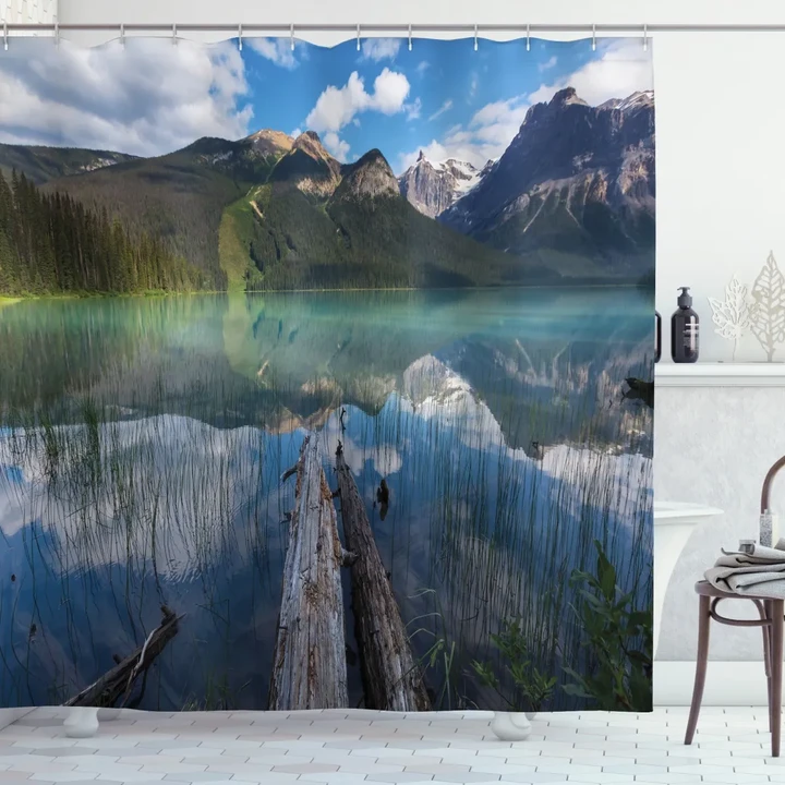 Serenity Emerald Lake Printed Shower Curtain Home Decor