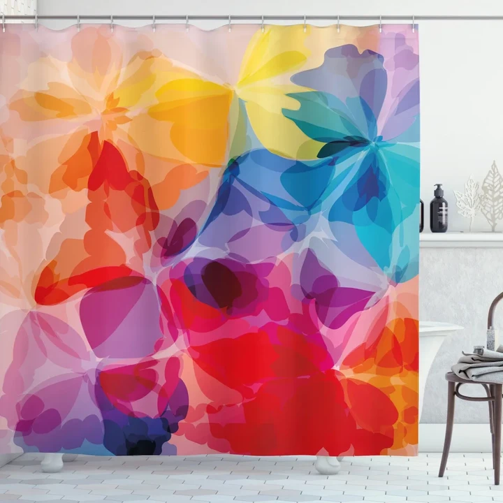 Big Flower Petals Printed Shower Curtain Home Decor