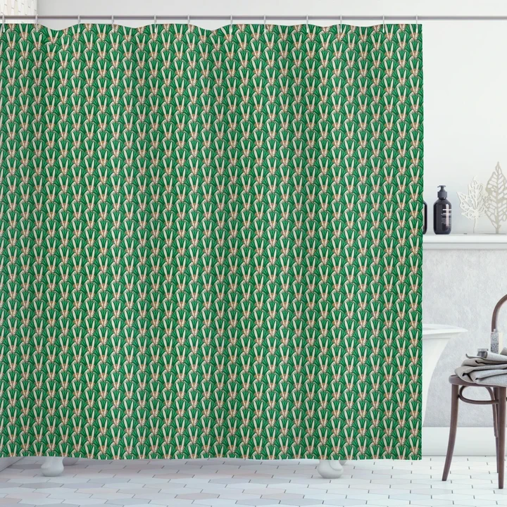 Papyrus Plant Lattice Art Pattern Printed Shower Curtain Home Decor