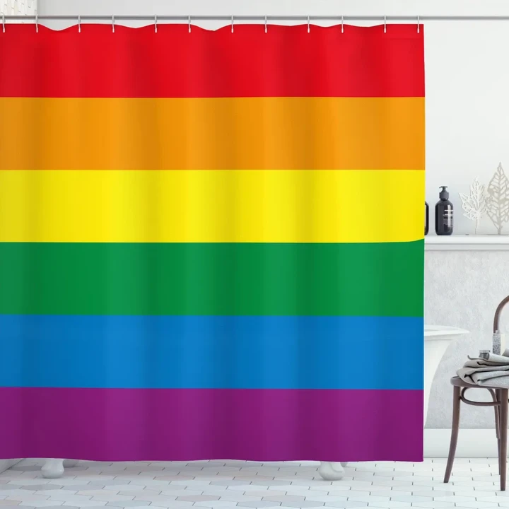 Gay Parade Flag Freedom Colorful Pattern Printed Shower Curtain Home Decor