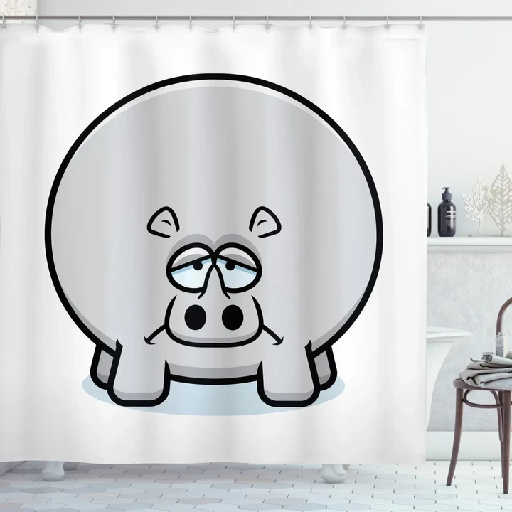 Animal With Sad Expression Funny Pattern Printed Shower Curtain Home Decor