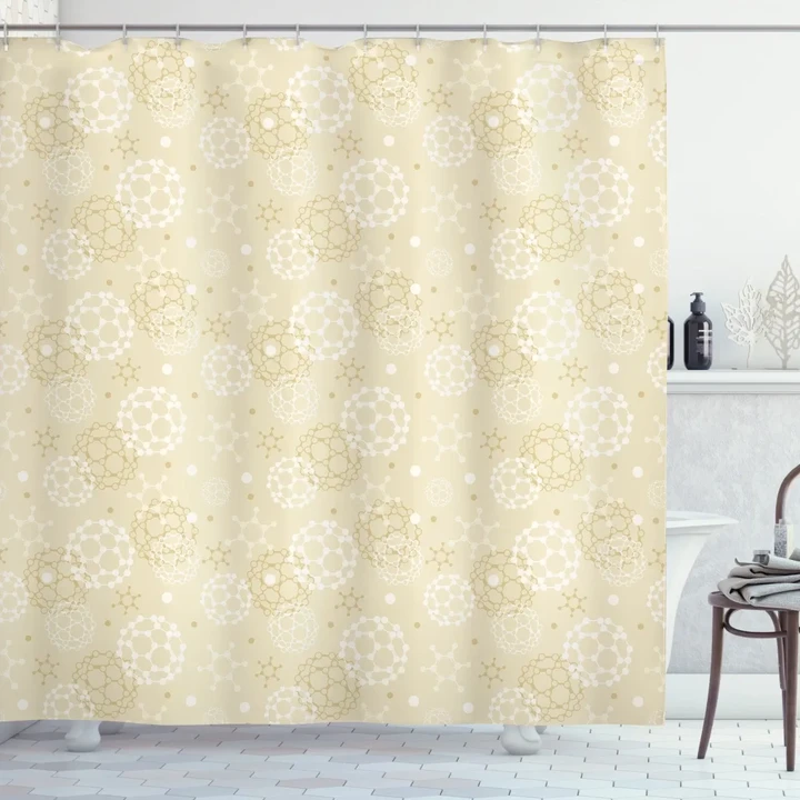 Science Molecule Motif Printed Shower Curtain Home Decor