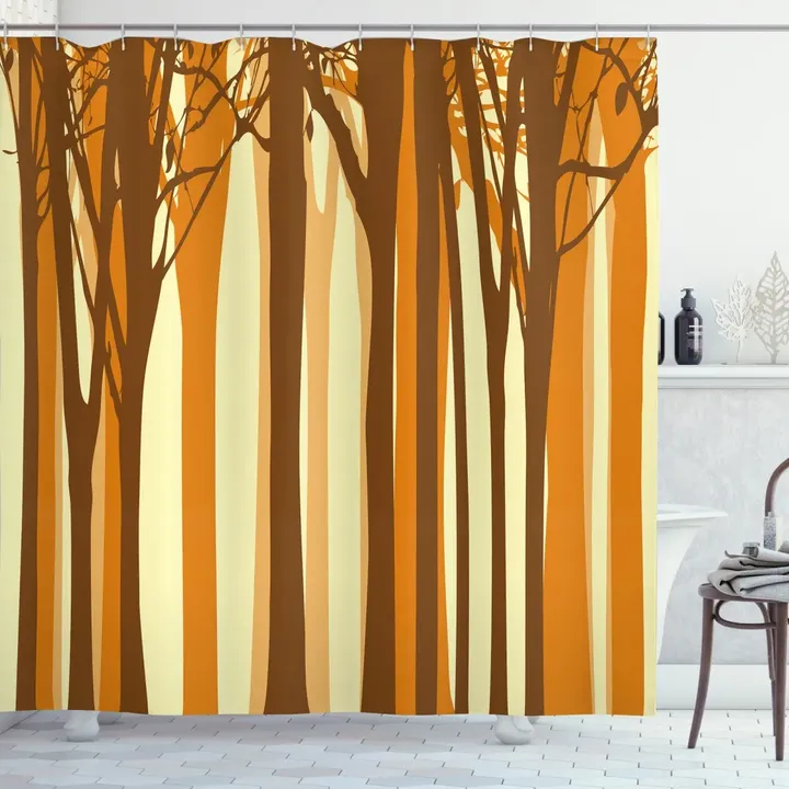 Autumn Forest Abstract Printed Shower Curtain Home Decor