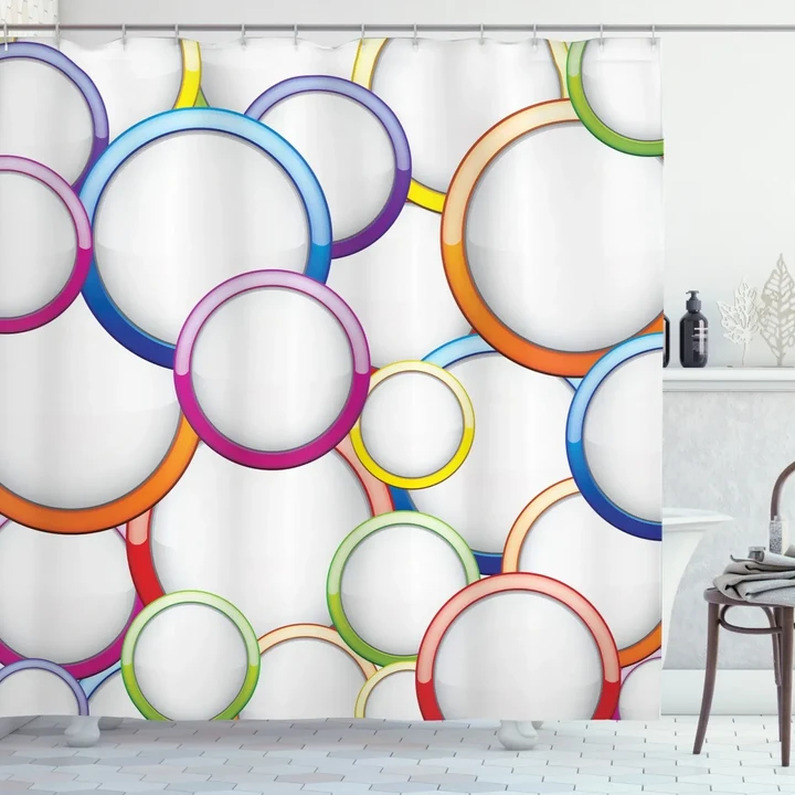 Circles Rounds Circles Overlap Pattern Printed Shower Curtain Home Decor