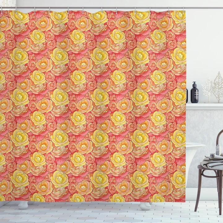 Romantic Roses Garden Printed Shower Curtain Home Decor