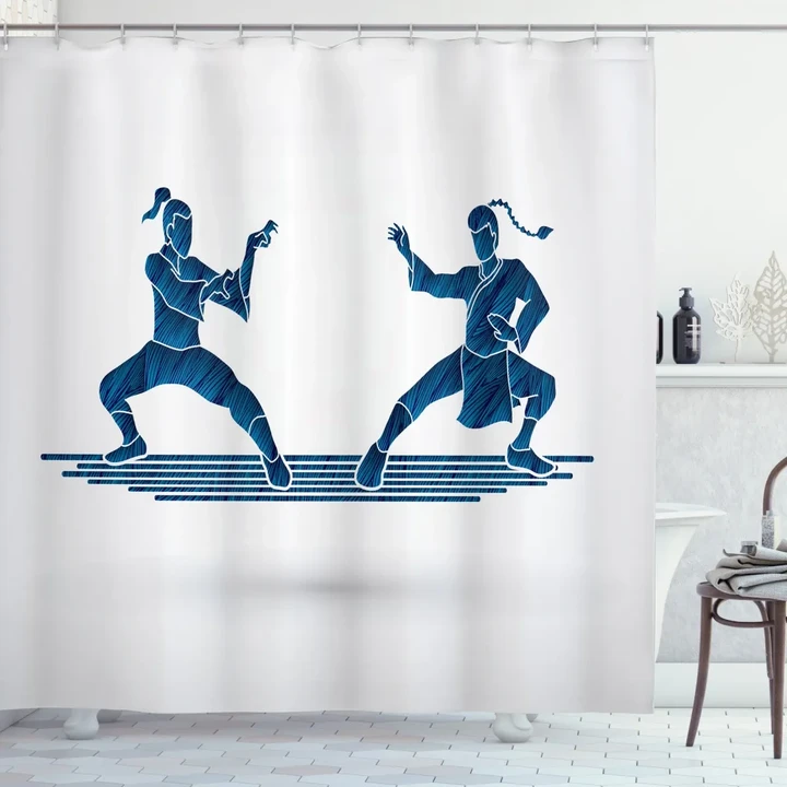 Warriors Against Each Other Pattern Printed Shower Curtain Home Decor