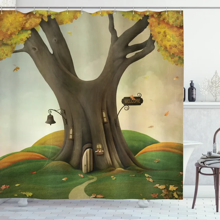Cosy Tree Tunk Autumn Printed Shower Curtain Home Decor