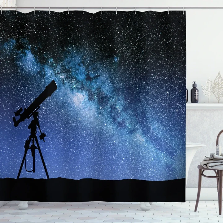 Milky Way Night Galaxy Printed Shower Curtain Home Decor