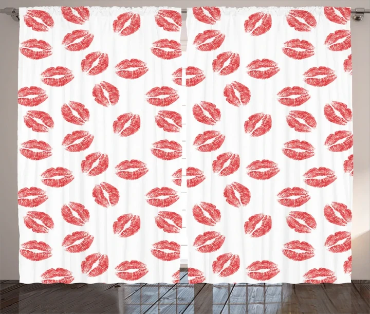 Red Lipsticks Kiss Marks Window Curtain Door Curtain Home Decor