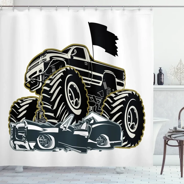 Rubber Tyre Car Cool Pattern Printed Shower Curtain Home Decor