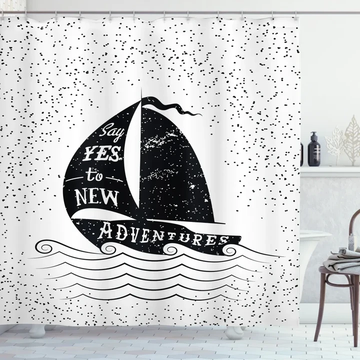 Say Yes To Adventure Spotted Pattern Printed Shower Curtain Home Decor