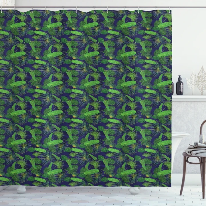 Tropic Monstera Banana Leaf Pattern Printed Shower Curtain Home Decor
