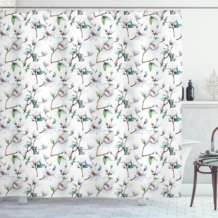 Royal Mallows In Spring Flowers Small Pattern Printed Shower Curtain Home Decor
