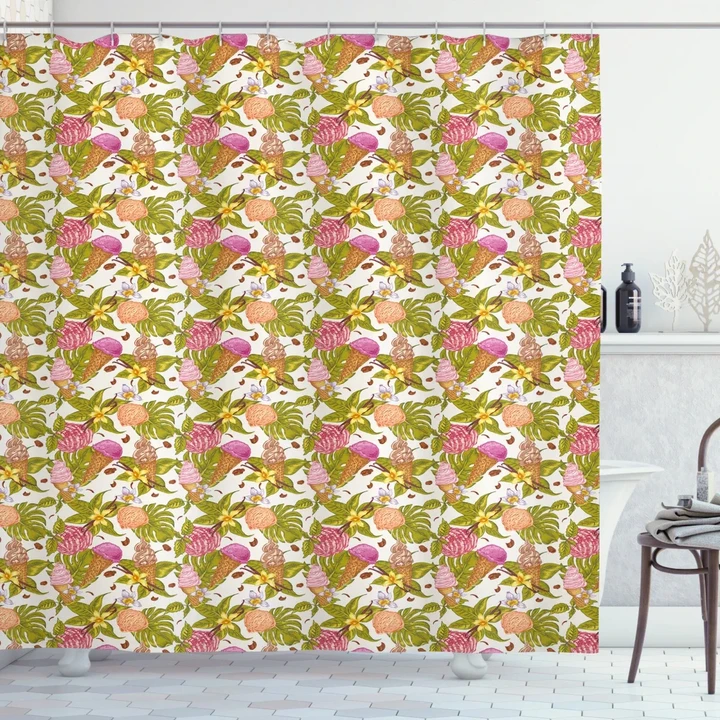 Tropic Botany And Scoops Printed Shower Curtain Home Decor