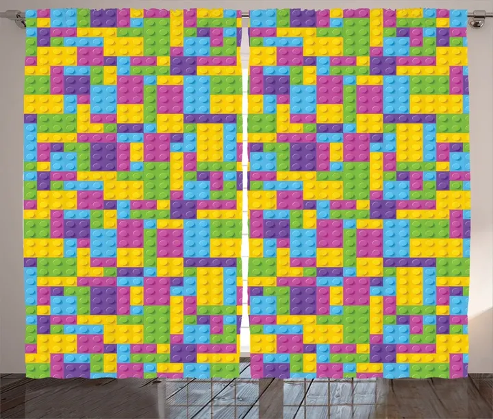 Colorful Blocks Game Cube Window Curtain Door Curtain Home Decor