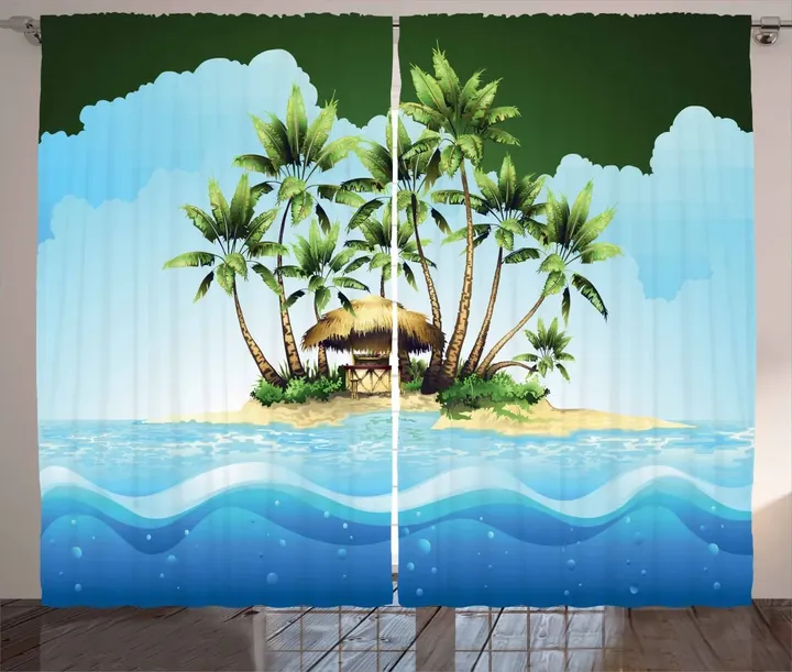 Tropic Lands Coconut Palms Window Curtain Door Curtain Home Decor
