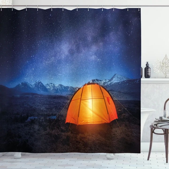 Camp Tent Holiday Journey Pattern Printed Shower Curtain Home Decor