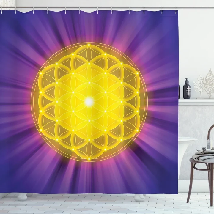 Flower Of Life Purple Pattern Printed Shower Curtain Home Decor