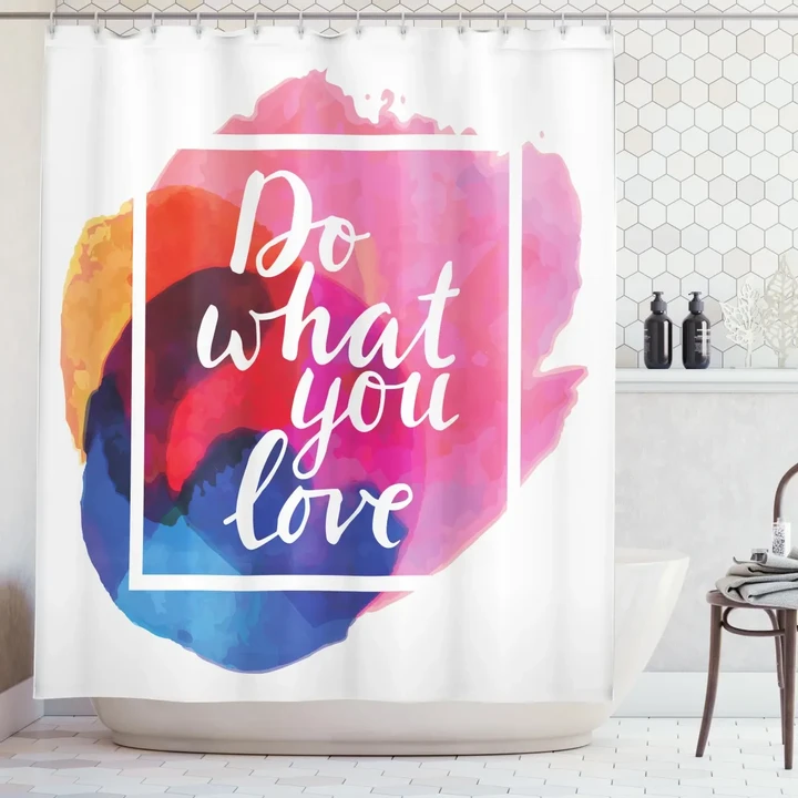 Contemporary Theme Love Work Pattern Printed Shower Curtain Home Decor