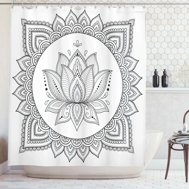 Folk Ornamental Tattoo Art Pattern Printed Shower Curtain Home Decor