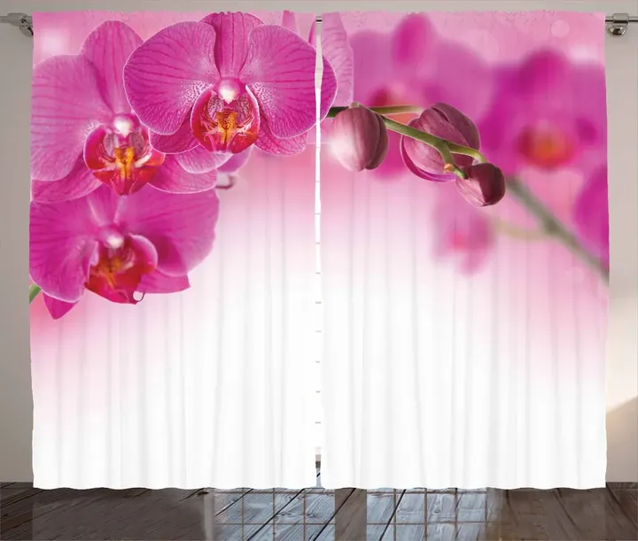 Exotic Orchid Feng Shui Printed Window Curtain Door Curtain