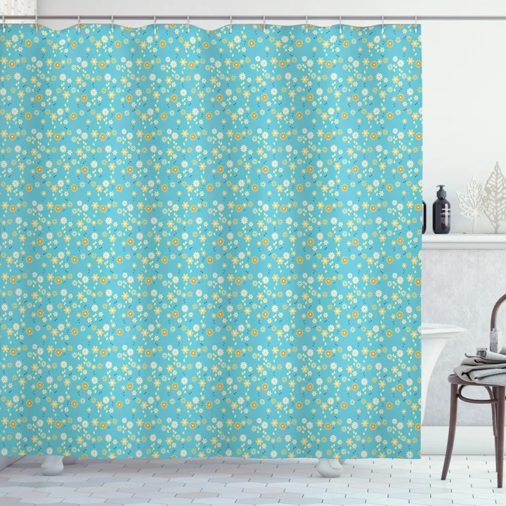 Flowers On Stems Printed Shower Curtain Home Decor