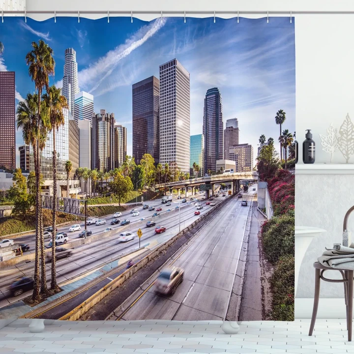 Downtown Los Angeles Usa Pattern Printed Shower Curtain Home Decor