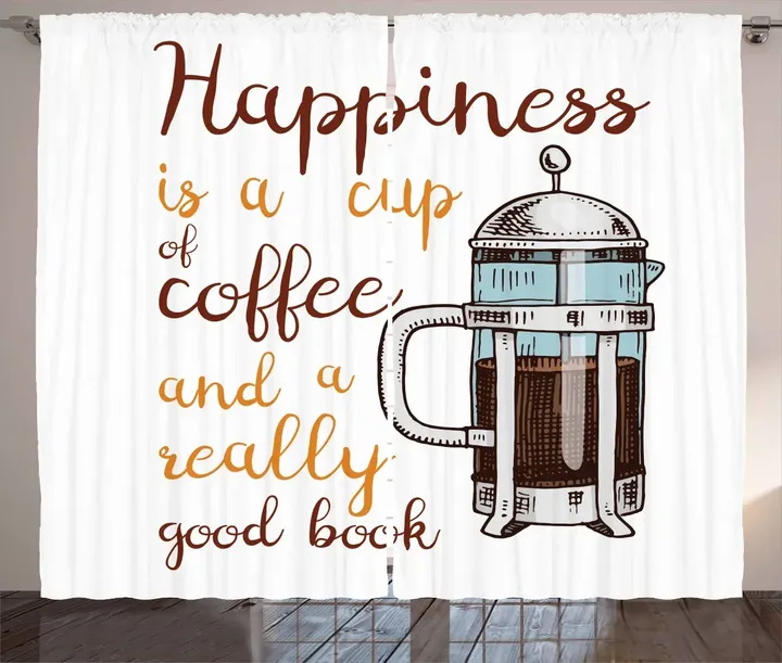 French Press And Words Printed Window Curtain Door Curtain