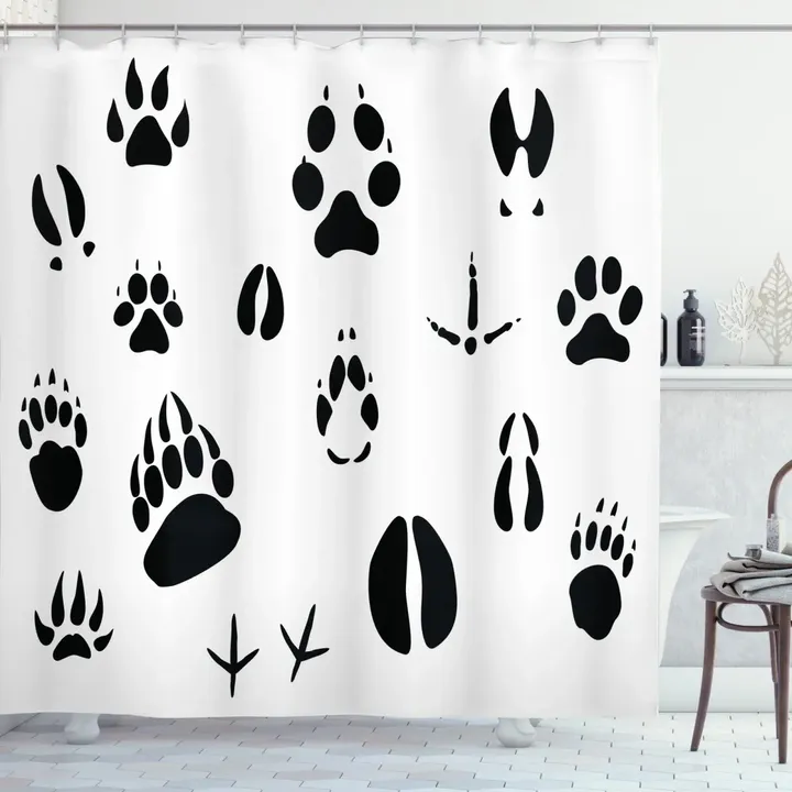 Wildlife Animal Footprints Printed Shower Curtain Home Decor
