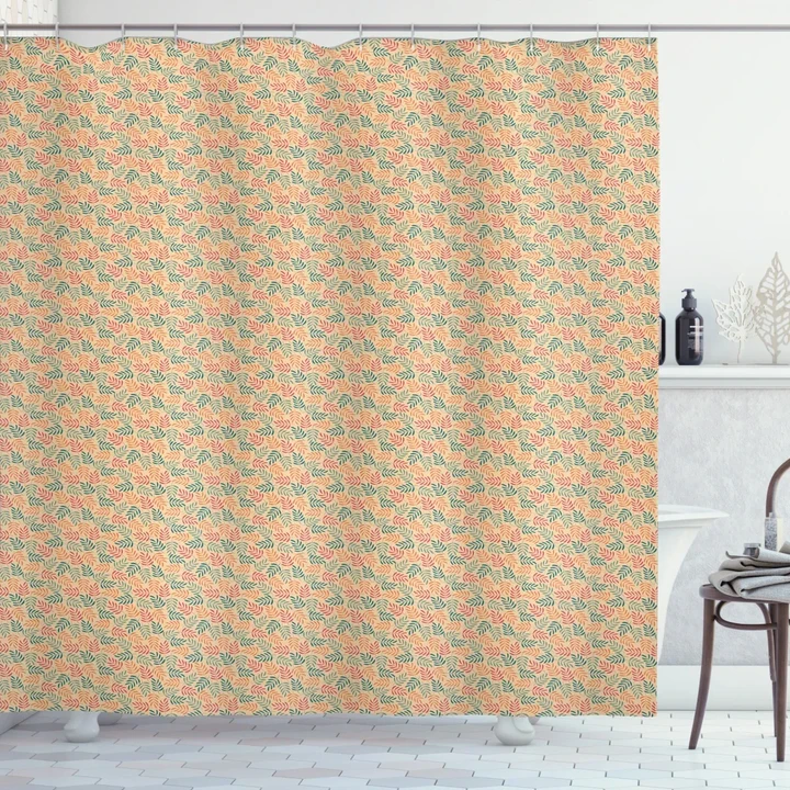 Pastel Colorful Leaves Printed Shower Curtain Home Decor