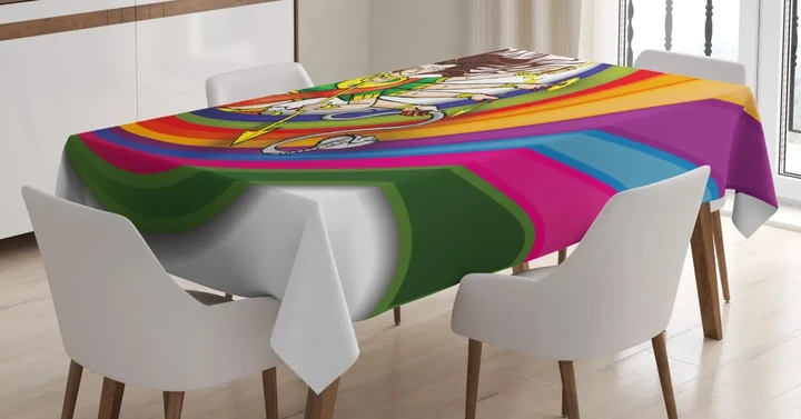 Rainbow Circle Snake 3d Printed Tablecloth Home Decoration