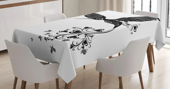 Hummingbird Heart 3d Printed Tablecloth Home Decoration