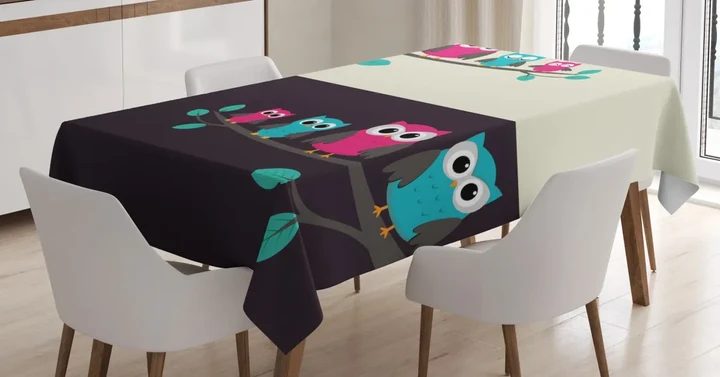Family Of Owls 3d Printed Tablecloth Home Decoration