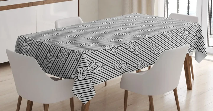 Classic Curved Lines 3d Printed Tablecloth Home Decoration