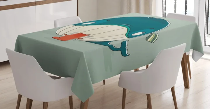 Kitten Eating Huge Fish 3d Printed Tablecloth Home Decoration