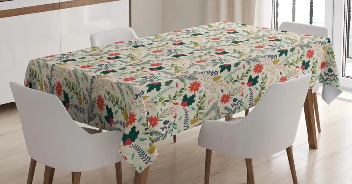 Flowers Of Noel Theme 3d Printed Tablecloth Home Decoration