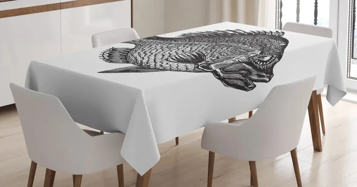 Rock Bass Black And White 3d Printed Tablecloth Home Decoration