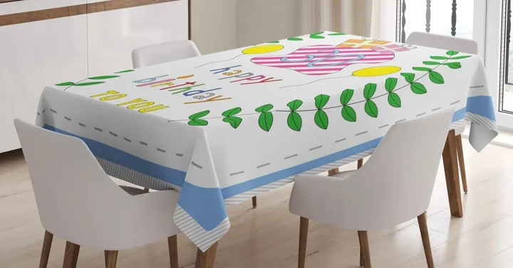 Gifts Balloons Leaves 3d Printed Tablecloth Home Decoration