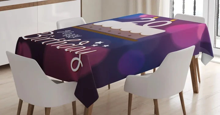 20 Birthday Cake 3d Printed Tablecloth Home Decoration