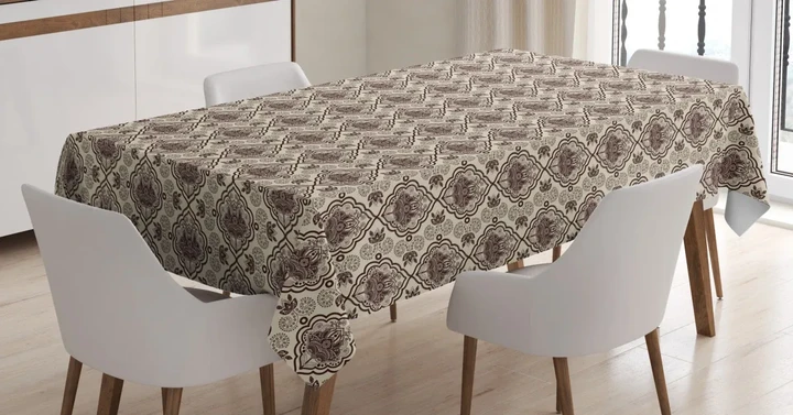 Abstract Lotus Ornament 3d Printed Tablecloth Home Decoration