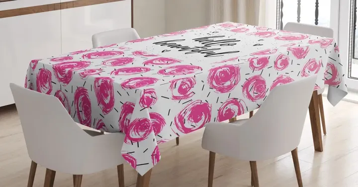 Watercolor Buds Words 3d Printed Tablecloth Home Decoration