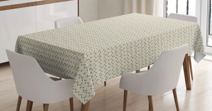 Ornamental Row Of Leaves 3d Printed Tablecloth Home Decoration