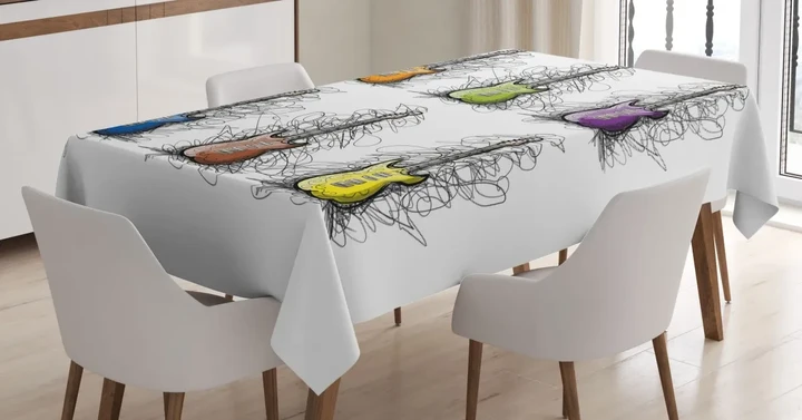 Guitar Collage For Teens 3d Printed Tablecloth Home Decoration